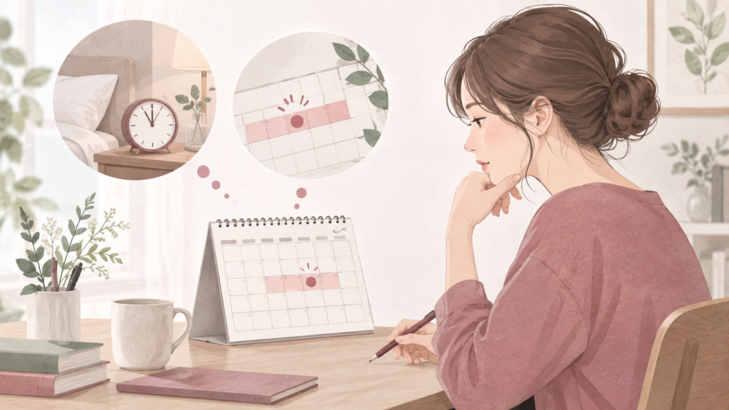 排卵日の何日前かと性交直前の違いを整理する女性のイメージ